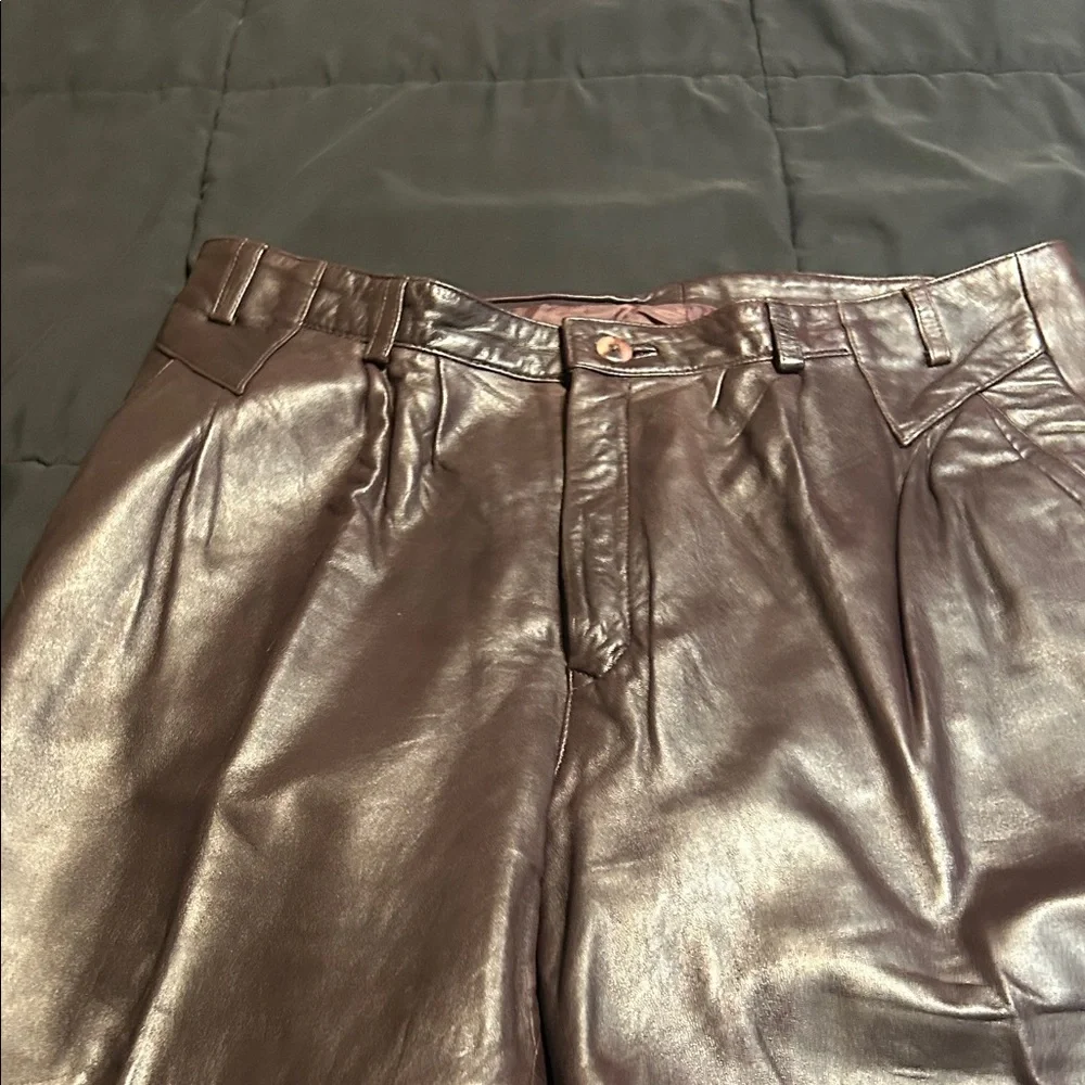 Men’s Brown Leather Pants - Picture 2 of 5